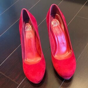 Elegant Red Suede Heels